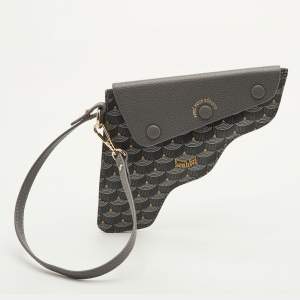 Pre Owned Faure Le Page Calibre 22 Grey Coated Canvas and Leather Wristlet Pouch