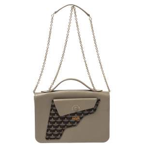 Faure Le Page Light Grey Leather Calibre 21 Top Handle Bag
