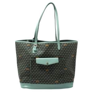 Faure Le Page Green Monogram Coated Canvas and Leather Carry On Tote