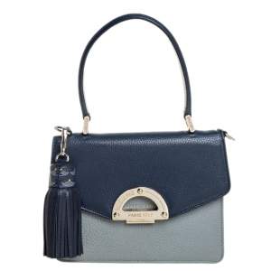 Faure Le Page Grey/Blue Leather Parade 19 Top Handle Bag