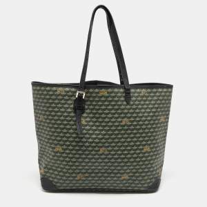 Faure Le Page Green/Black Coated Canvas and Leather Daily Battle Tote