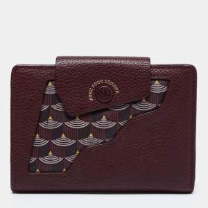 Pre Owned Faure Le Page Burgundy Coated Canvas and Leather Calibre Bifold Wallet