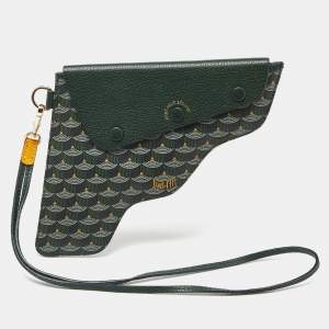 Faure Le Page Green Coated Canvas and Leather Caliber 18 Wristlet Pouch