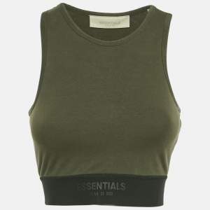 Pre Owned Fear of God Essentials Military Green Cotton Knit Sport Tank Top S