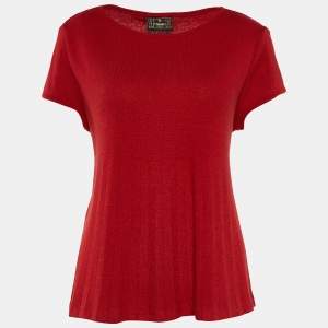 Fendi Jeans Vintage Red Wool Knit Back Tie Detail Top L