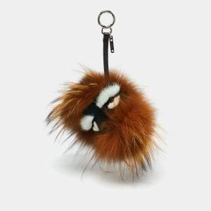 Fendi Multicolor Fox Mink Rabbit Fur Flamingo Kooky Monster Bug Bag Charm