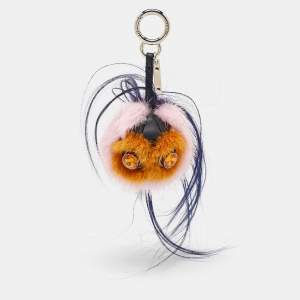 Pre Owned Fendi Multicolor Mink Fur and Leather Funky Monster Bug Bag Charm