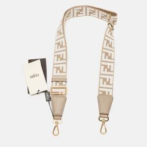 Fendi Beige Fabric and Leather FF Strap You Shoulder Bag Strap