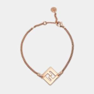 Fendi Rose Gold Metal FF Pendant Bracelet
