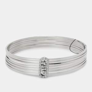 Fendi Palladium Crystal O'Clock Bangle Bracelet