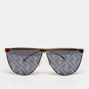 Pre Owned Fendi Black/Gold Tone FF0467/S Shield Sunglasses