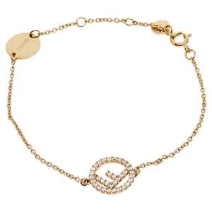 Pre Owned سوار فندي أف إذ فندي معدن ذهبي اللون مزين كريستال