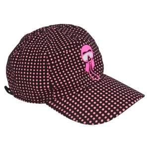 Pre Owned Fendi Black & Pink Polka Dot Karlito Baseball Cap S