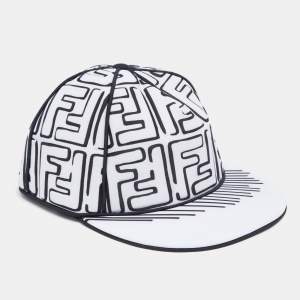 Pre Owned Fendi x Joshua Vides White Neoprene FF Motif Baseball Cap