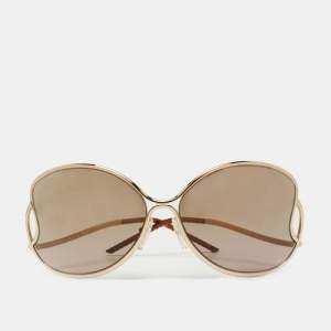 Fendi Pale Gold/Brown FS5178 Oversized Butterfly Sunglasses