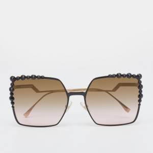 Fendi Gold Tone/Brown Pink Gradient FF0259/S Studded Square Sunglasses