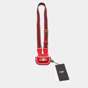Fendi Red Logo Fabric And Leather Airpod Case
