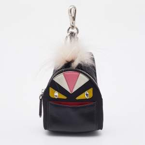 Fendi Multicolor Leather, Fur and Nylon Micro Monster Backpack Bag Charm