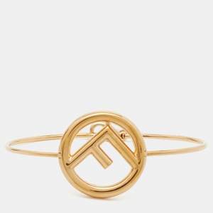 Pre Owned Fendi F is Fendi Gold Tone Narrow Bangle Bracelet S