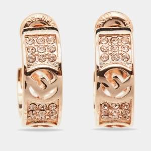 Fendi Rose Gold F is Fendi Crystal Embellished Hoop Earrings 
