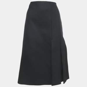 Fendi Black Wool Blend Pleated Slit Detail Skirt M