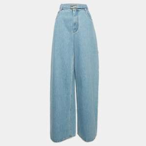 Fendi Blue Baguette Denim Wide-Leg Belted Jeans M Waist 29"