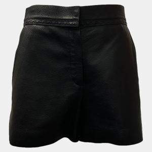 Fendi Black Leather Selleria Stitching Shorts