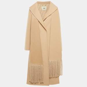 Fendi Beige Wool Long Coat With Scarf S
