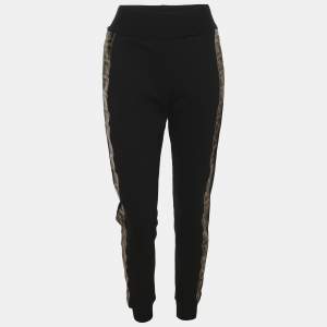 Pre Owned Fendi Black Jersey FF Logo Jogger S  