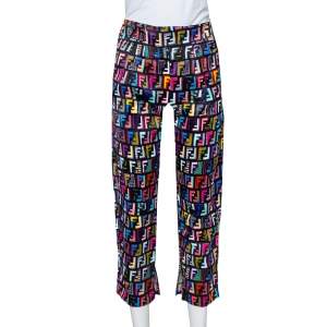 Pre Owned Fendi Multicolor Synthetic Cropped Fun Fair Pants XS
