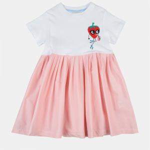 Fendi Pink/White Cotton Flared Dress Size 7Y