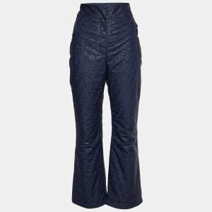 Fendi Navy Blue FF Logo Pattern Nylon Ski Trousers M