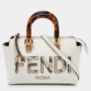 Fendi Off White Python and Leather Mini By The Way Bag