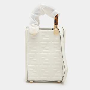 Fendi White Leather Mini Sunshine Tote