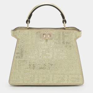 Fendi Green Suede Embellished Peekaboo ISeeU Petite Bag