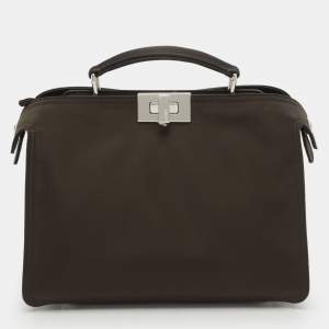 Fendi Khaki Green Nylon Small Peekaboo ISeeU Bag