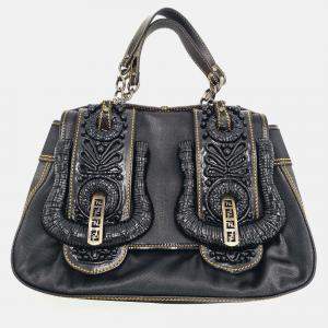 Pre Owned Fendi Pleated Satin  Shoulder Bag