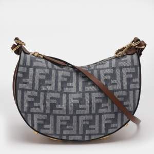 مملوكة مسبقًا حقيبة كتف فيندي فينديغرافي دينيم أزرق وجلد