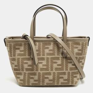 مملوكة مسبقًا Fendi Roll Mini Beige Zucca Jacquard Tote