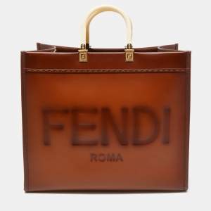 Pre Owned Fendi Brown Leather Large Sunshine Shopper Tote