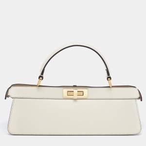 Fendi Ivory Leather Peekaboo ISeeuU Stretch Top Handle Bag