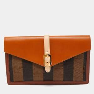 Pre Owned Fendi Multicolor Pequin Stripe Canvas and Leather Bustina Clutch