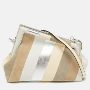 Pre Owned Fendi Multicolor Suede and Leather Small Fendi First Clutch