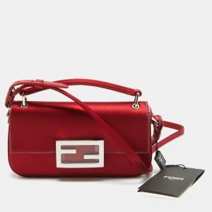 Fendi Red Satin Baguette Phone Pouch