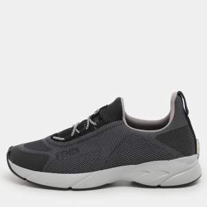 Fendi Grey Knit Fabric Faster Low Top Sneakers Size 36
