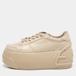 Fendi Beige Leather Fashion Show Platform Sneakers Size 39