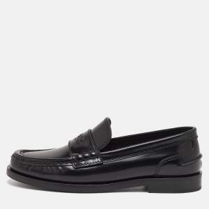 مملوكة مسبقًا حذاء لوفرز فندي سليب أون جلد أسود مصقول مقاس 36