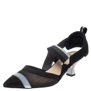 Fendi Multicolor Mesh And Fabric Colibri Slingback Pointed Toe Sandals Size 36