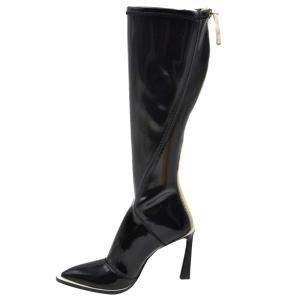 Fendi Black Patent Neoprene Knee High Boots Size EU 40