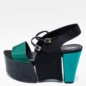 Fendi Tricolor Canvas Platform Sandals Size 36 